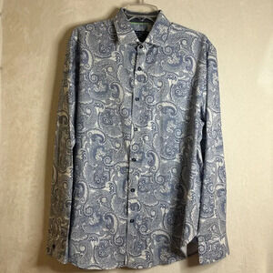 Society of Threads Men’s Slim Fit Paisley Long Sleeve Button Up Shirt Size Large